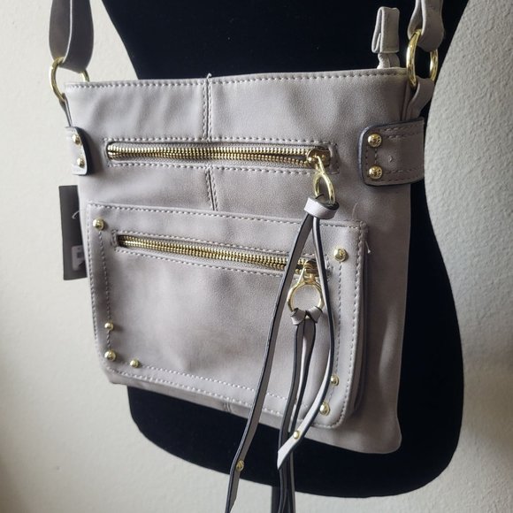 Chateau Crossbody Zipper Purse Handbag, Gray, 9"x9" *NWT* - Picture 2 of 10